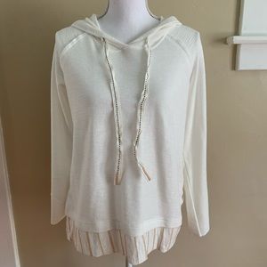 MYSTERY stop Cream Beachy Hooded Long Sleeve Tunic Popover NEW Small
